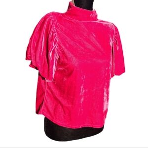 Free People Pink Velvet Blouse • S • NWT • Luxe Soft Velvet Top